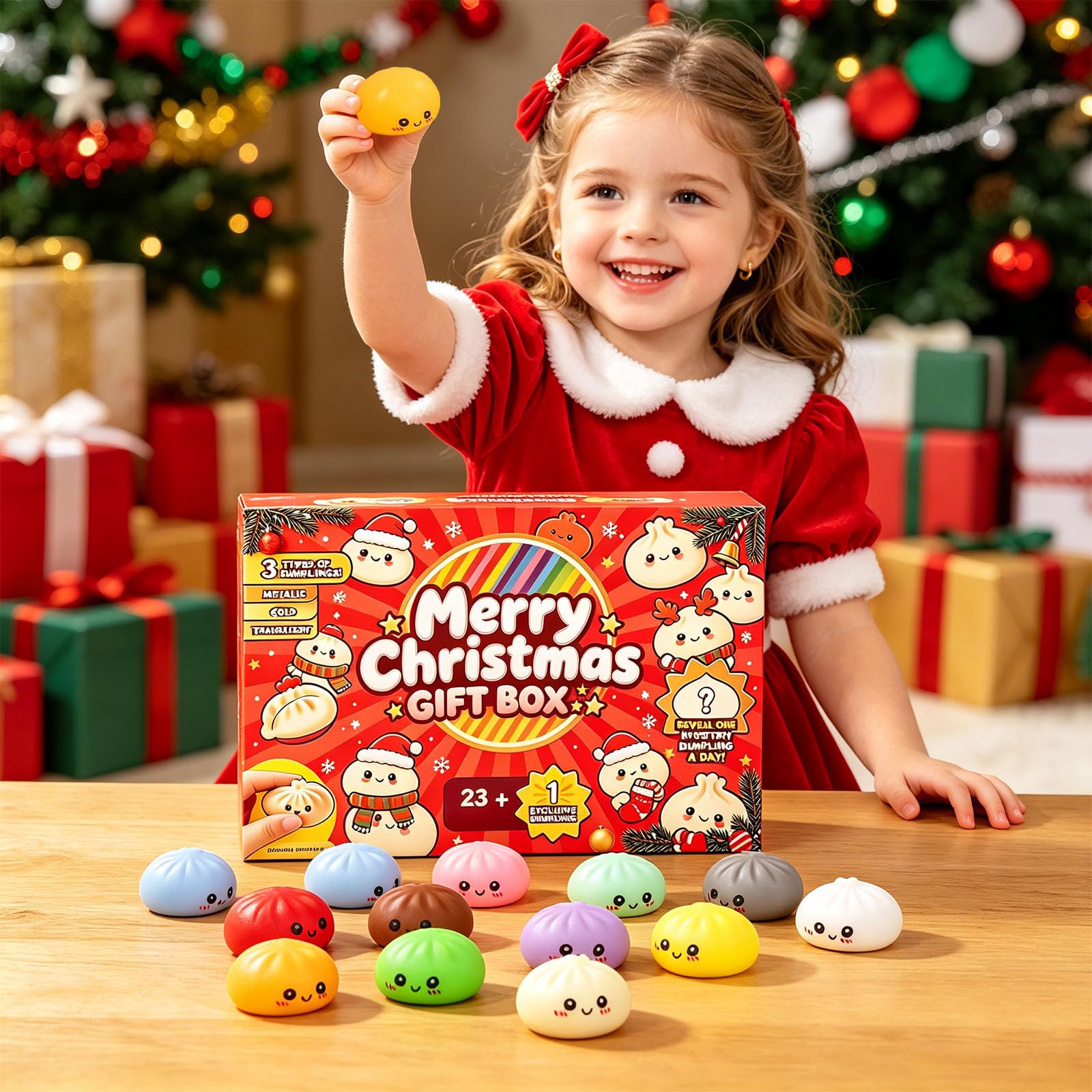 🎅🎁2026 Christmas Squishy Advent Calendar - 24 Days Dumpling Squishies Toys