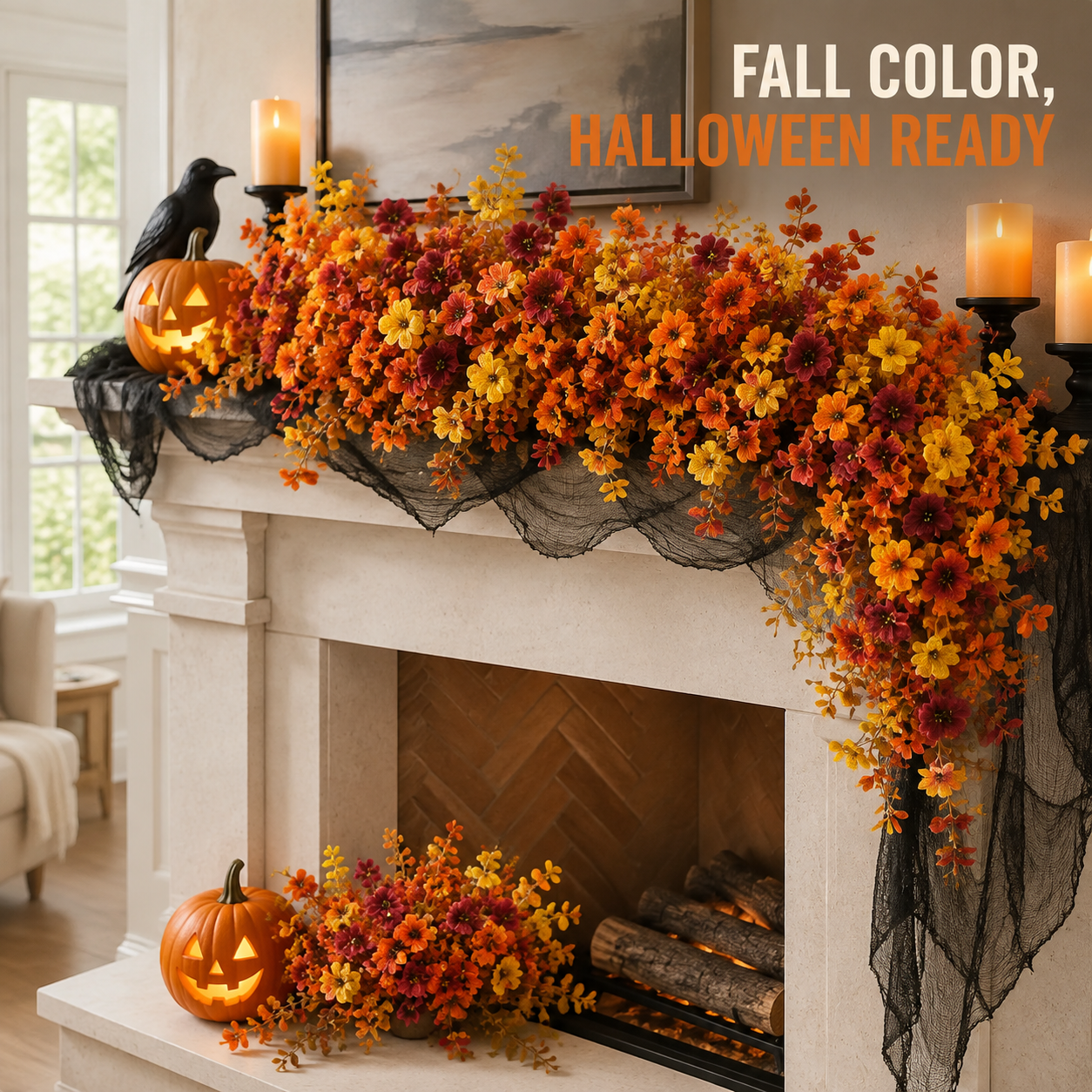 🏵️12pcs Fall Artificial FlowerHalloween UV ResistantColorful Fake Flower💕