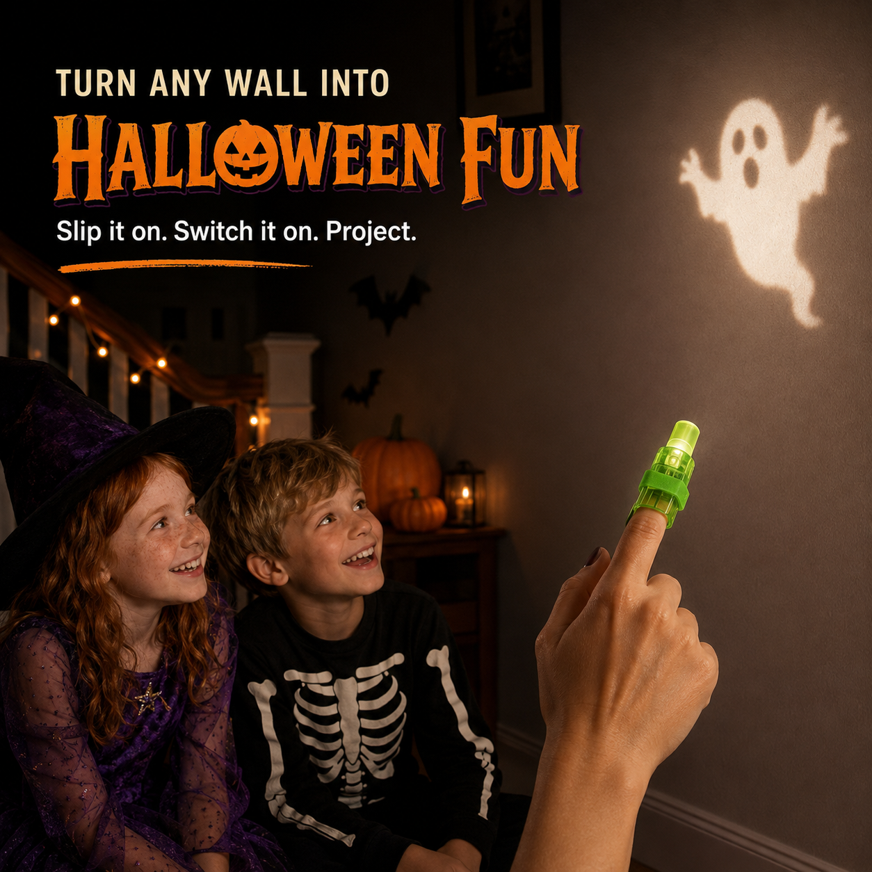 🎃 Halloween Finger Projector Lights – Mini Pattern Projector