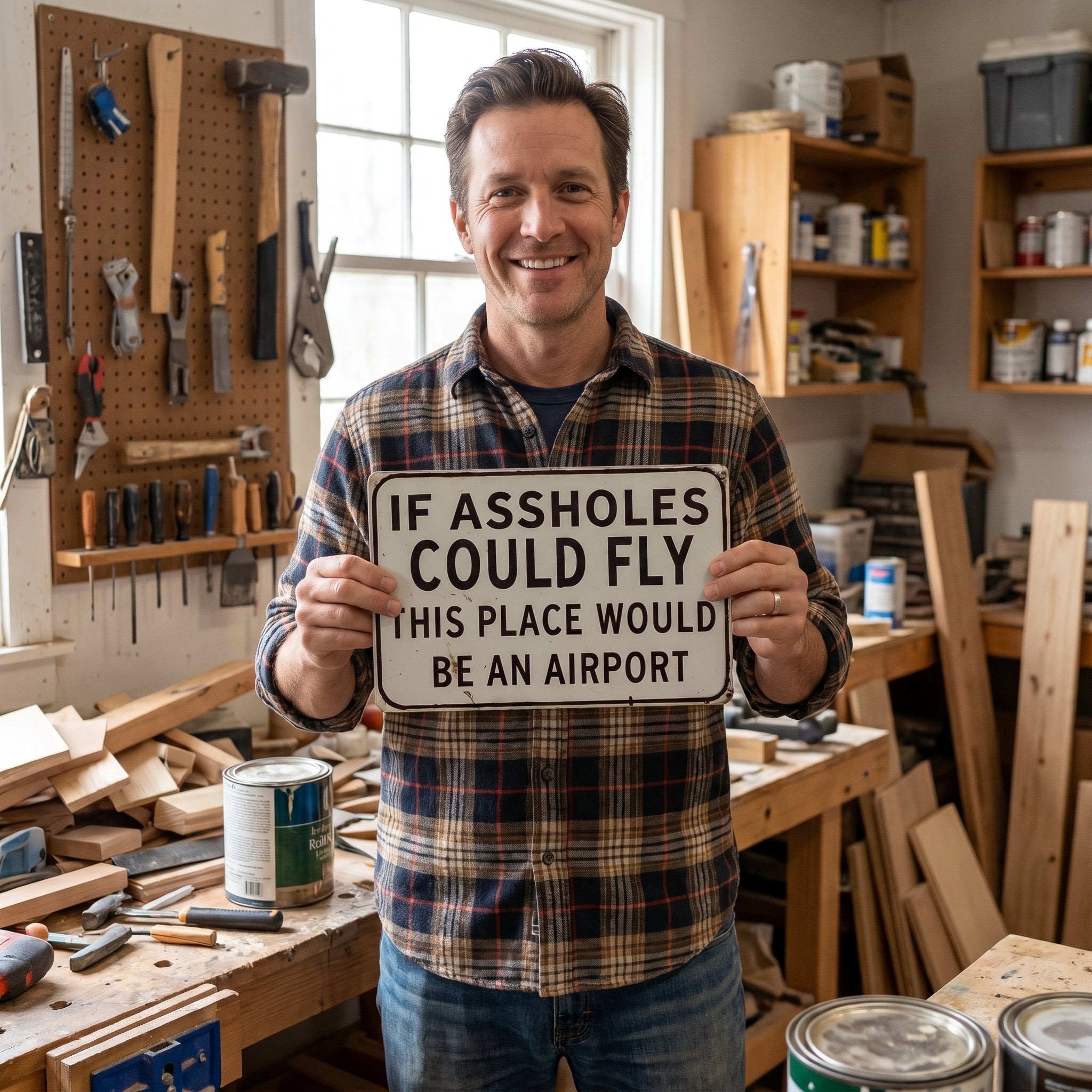 Funny "If Assholes Could Fly" Vintage Metal Sign – Hilarious Man Cave Wall Decor ✈️😂