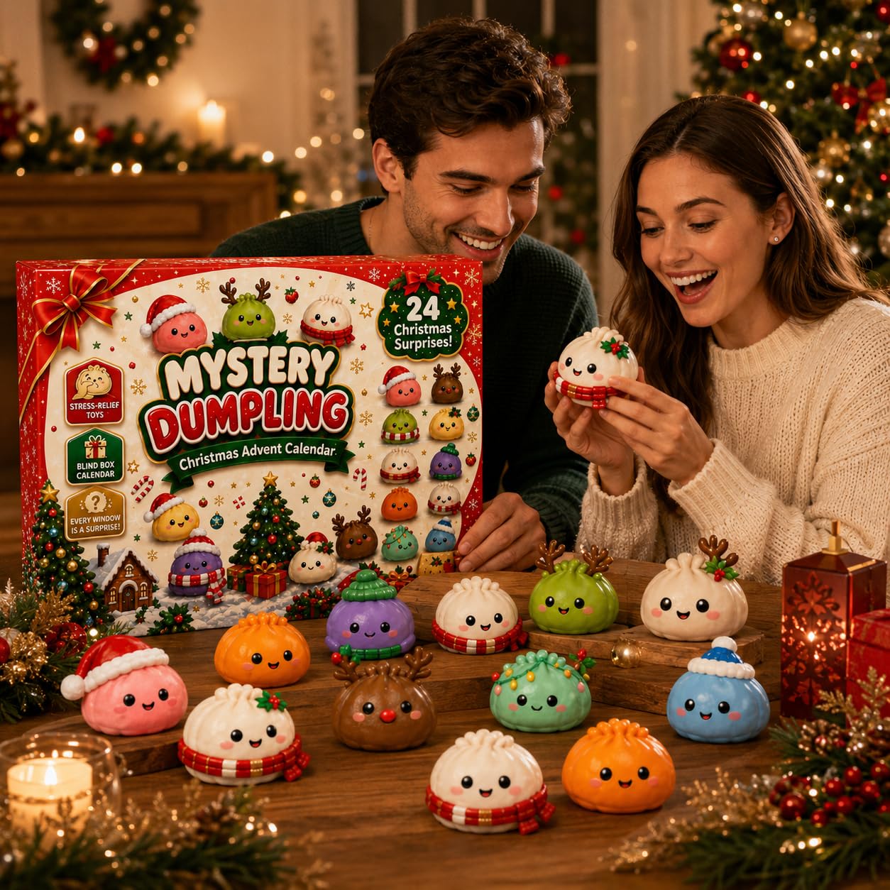 🎅🎁2026 Christmas Squishy Advent Calendar - 24 Days Dumpling Squishies Toys