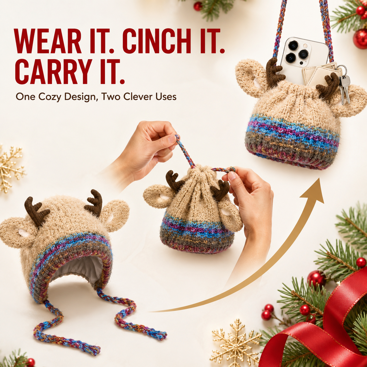 🫎✨Original design Festive Christmas Antler Hat