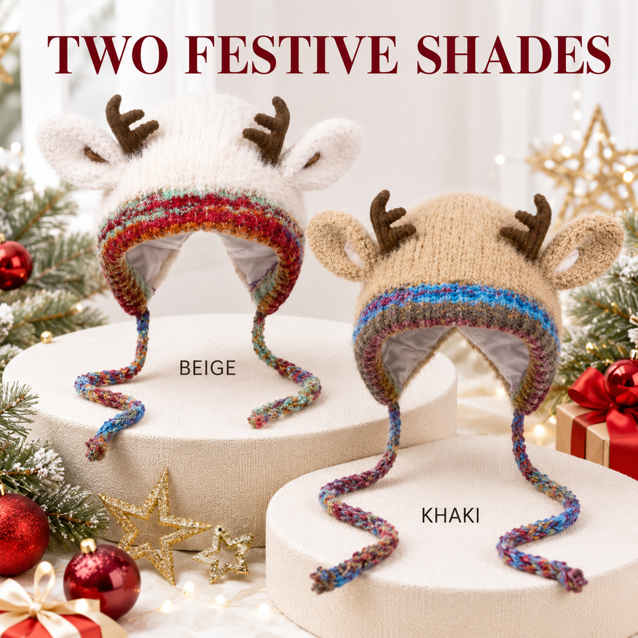 🫎✨Original design Festive Christmas Antler Hat