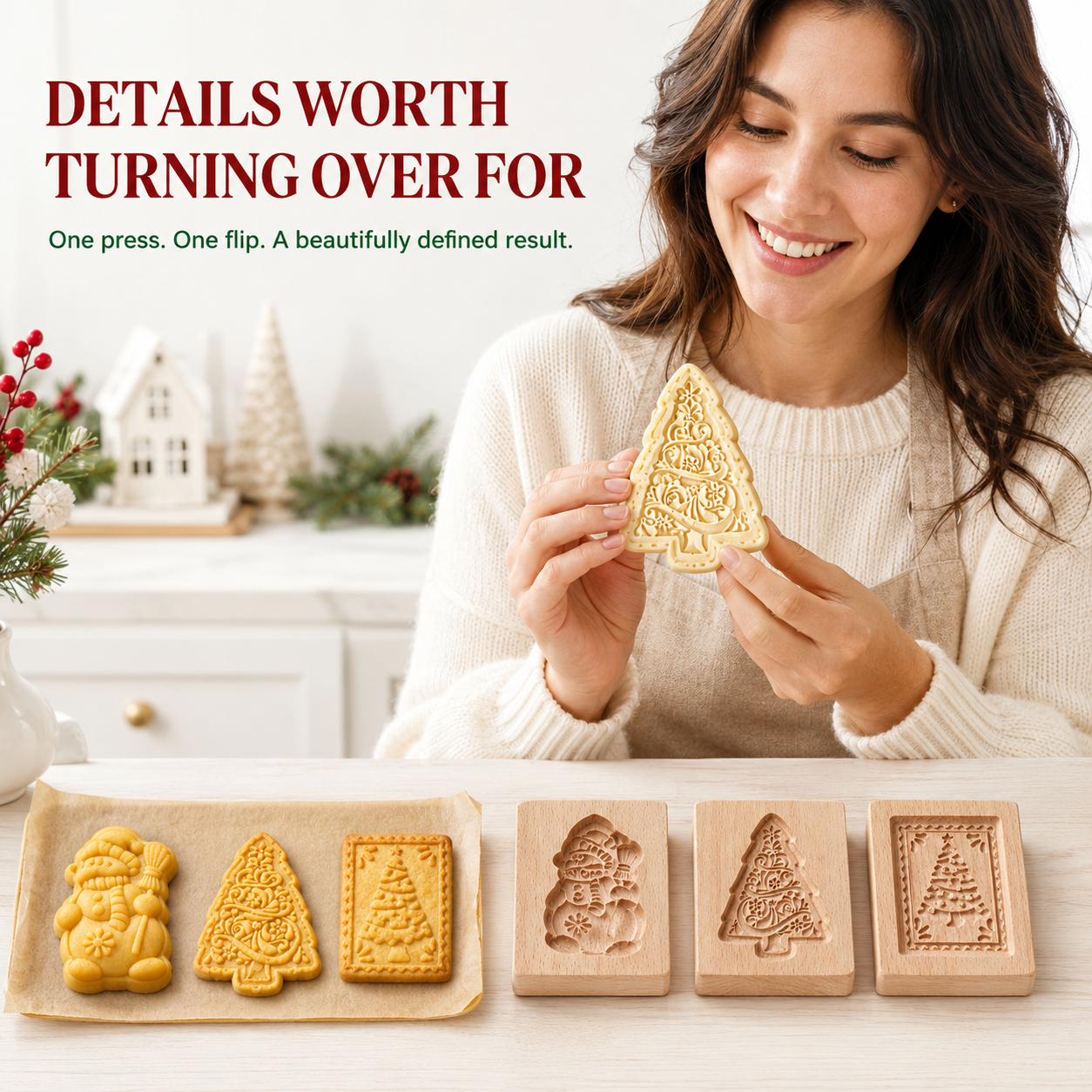 🎄Christmas Carved Beechwood Cookie Mold