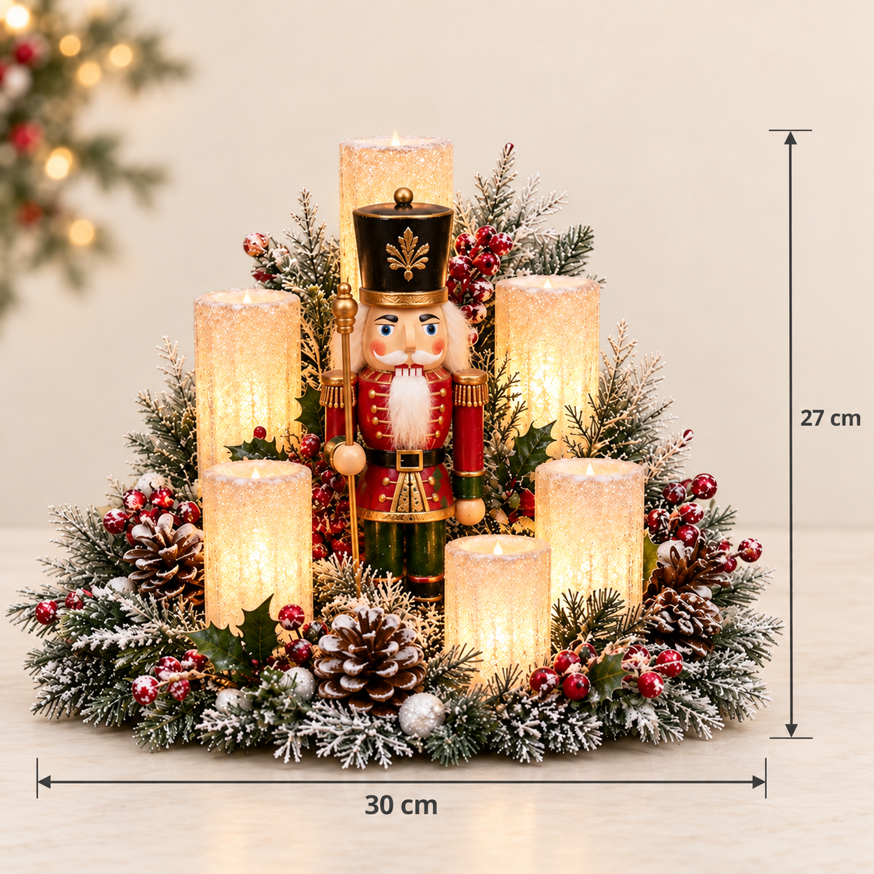 ✨🎁Christmas Lighted Centerpiece with Flameless Candle Glow