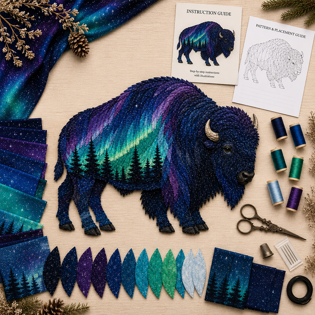 🐾✨Northern Lights Wildlife DIY Patchwork Kit