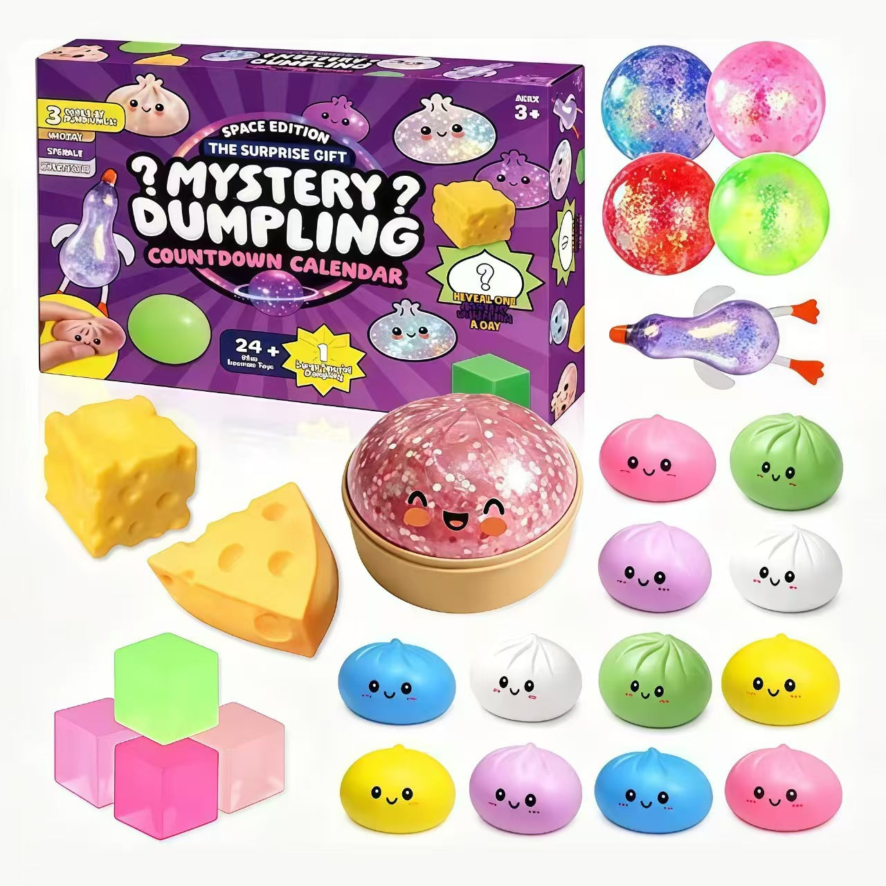 🎅🎁2026 Christmas Squishy Advent Calendar - 24 Days Dumpling Squishies Toys