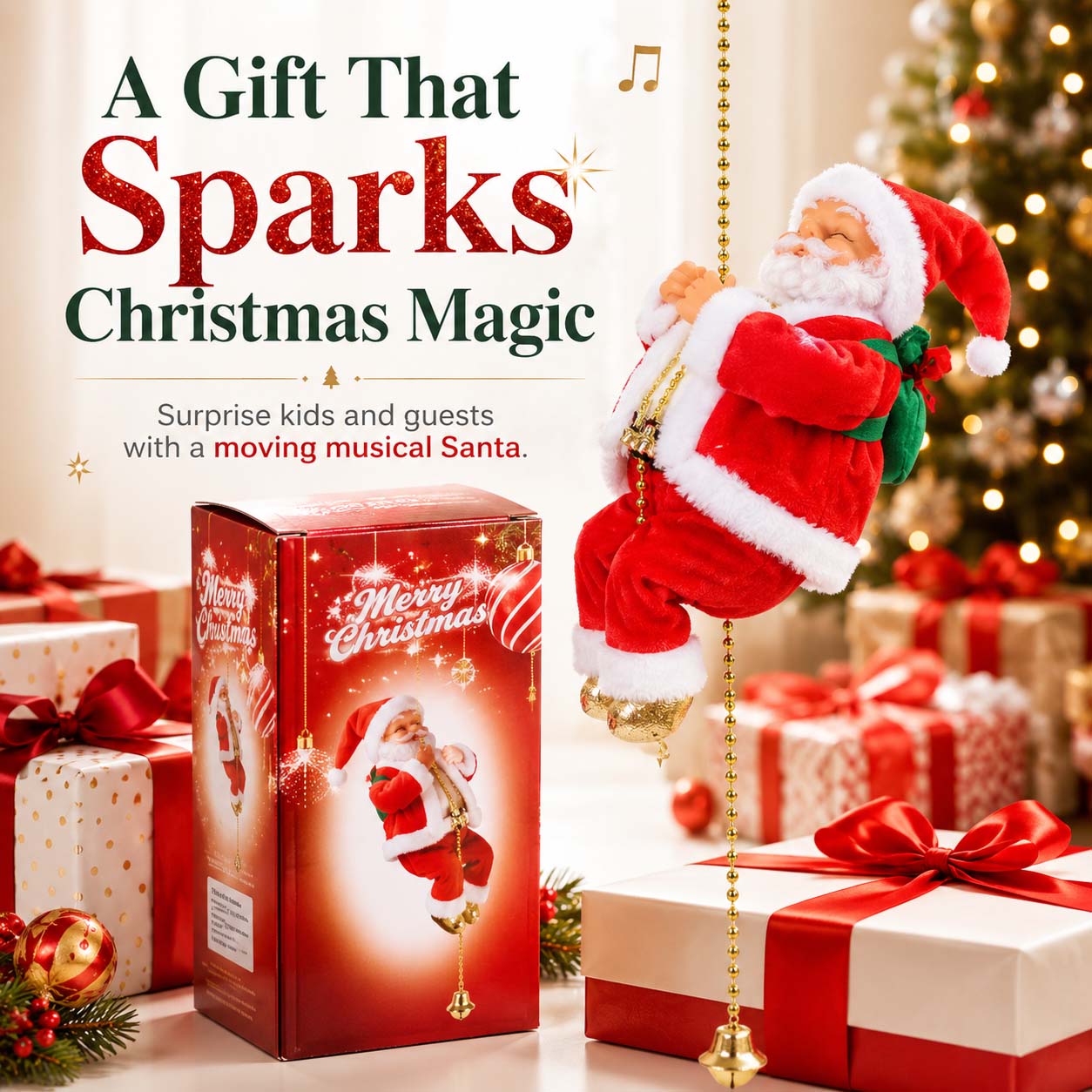 🎅✨2026 BEST GIFT TO FAMILY Electric Climbing Santa Claus Musical Toys