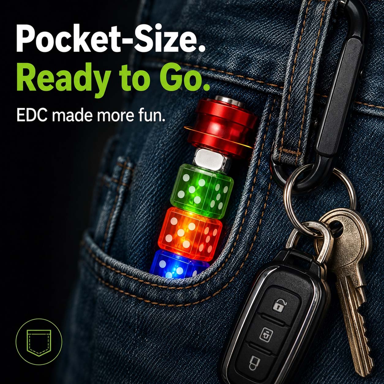 🎲 【360° Spinning Dice Lighter 】🔥 Windproof Jet Blue Flame, LED(Free of butane gas)