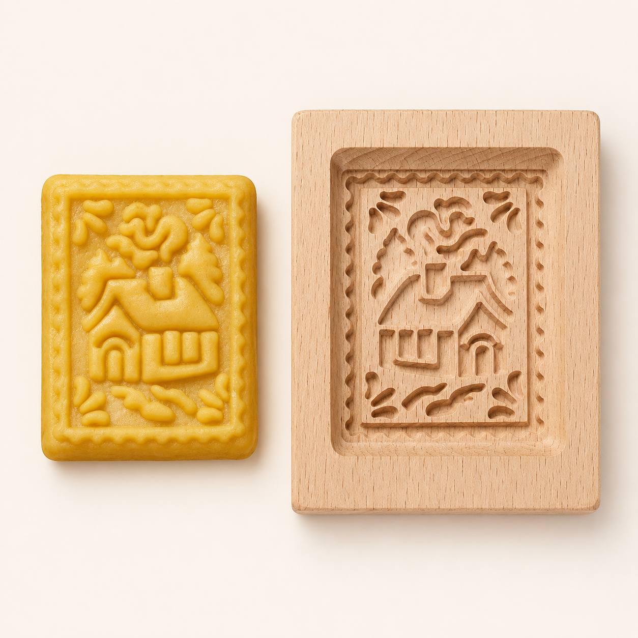 🎄Christmas Carved Beechwood Cookie Mold