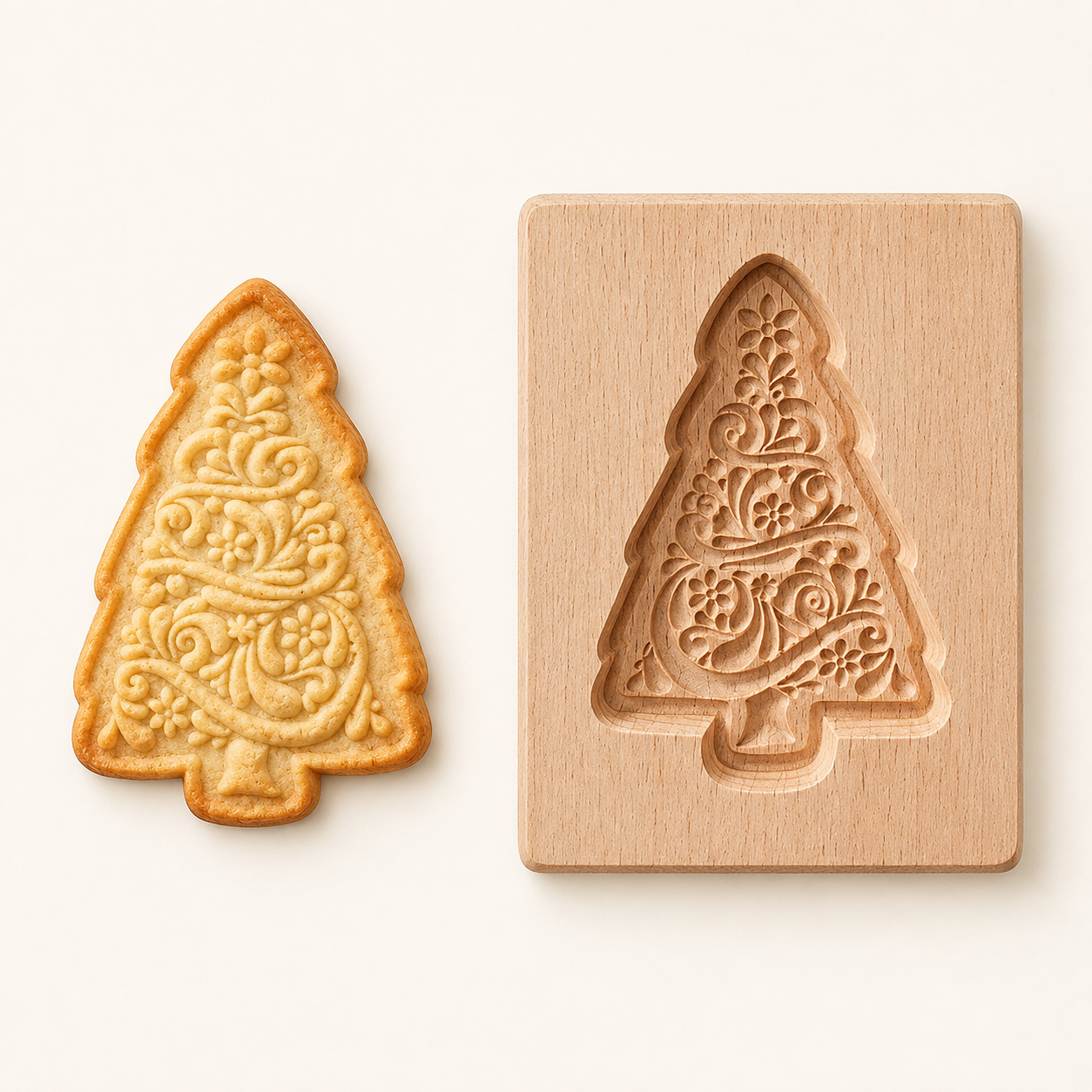 🎄Christmas Carved Beechwood Cookie Mold