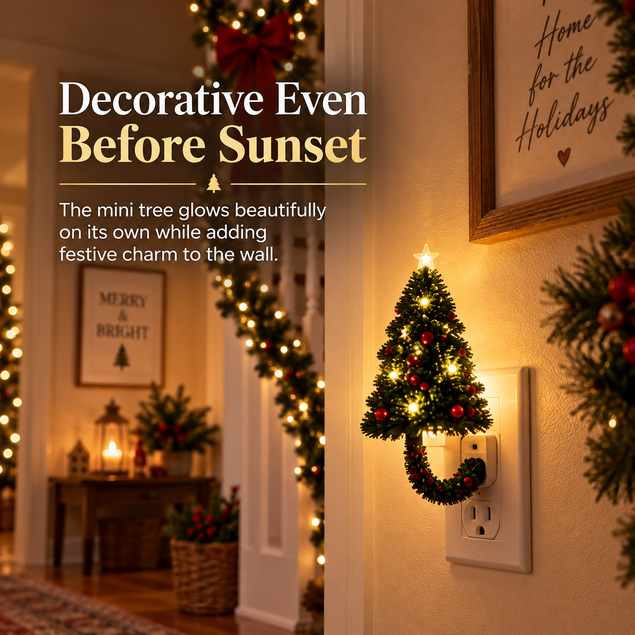 Mini Christmas tree night light decorating a wall