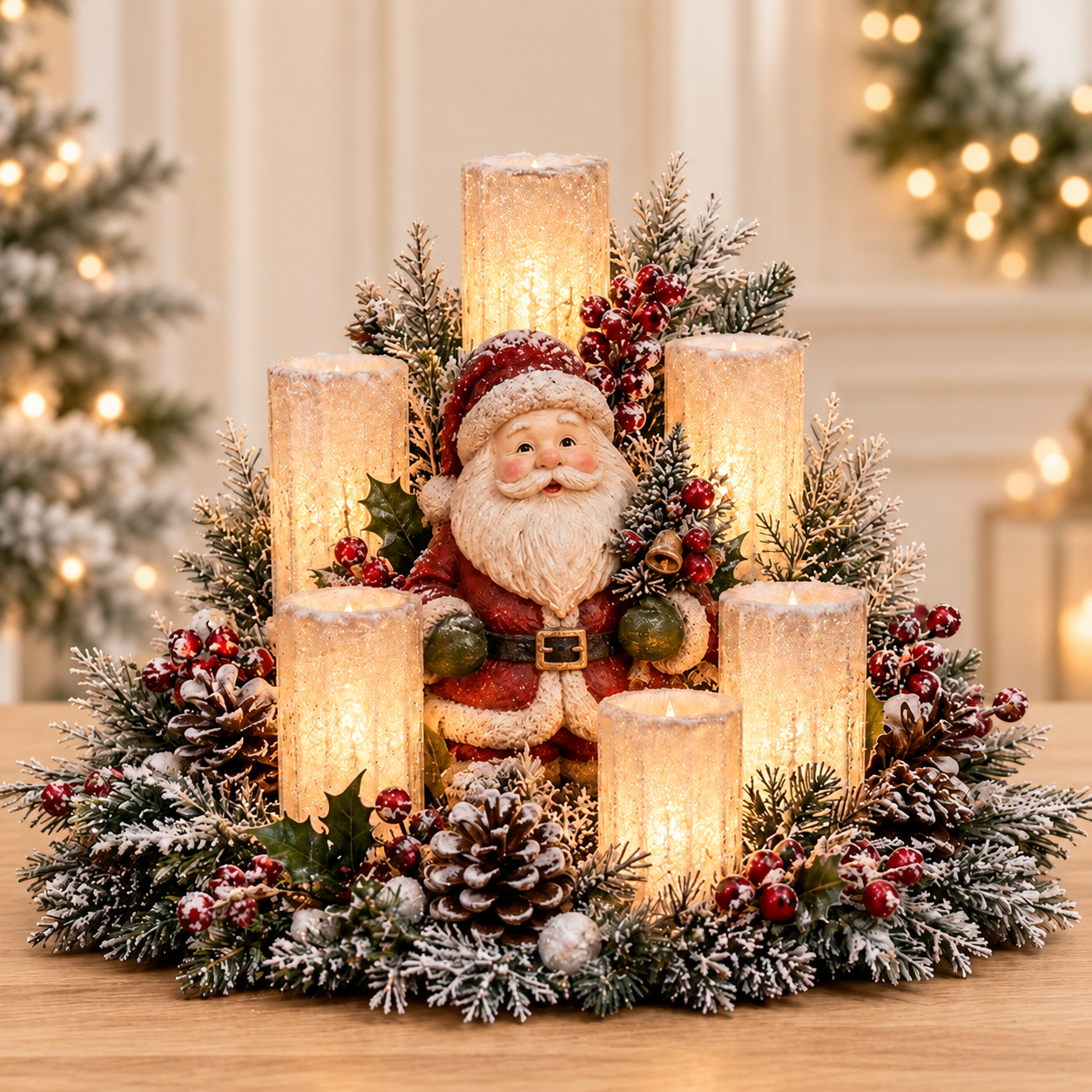 ✨🎁Christmas Lighted Centerpiece with Flameless Candle Glow