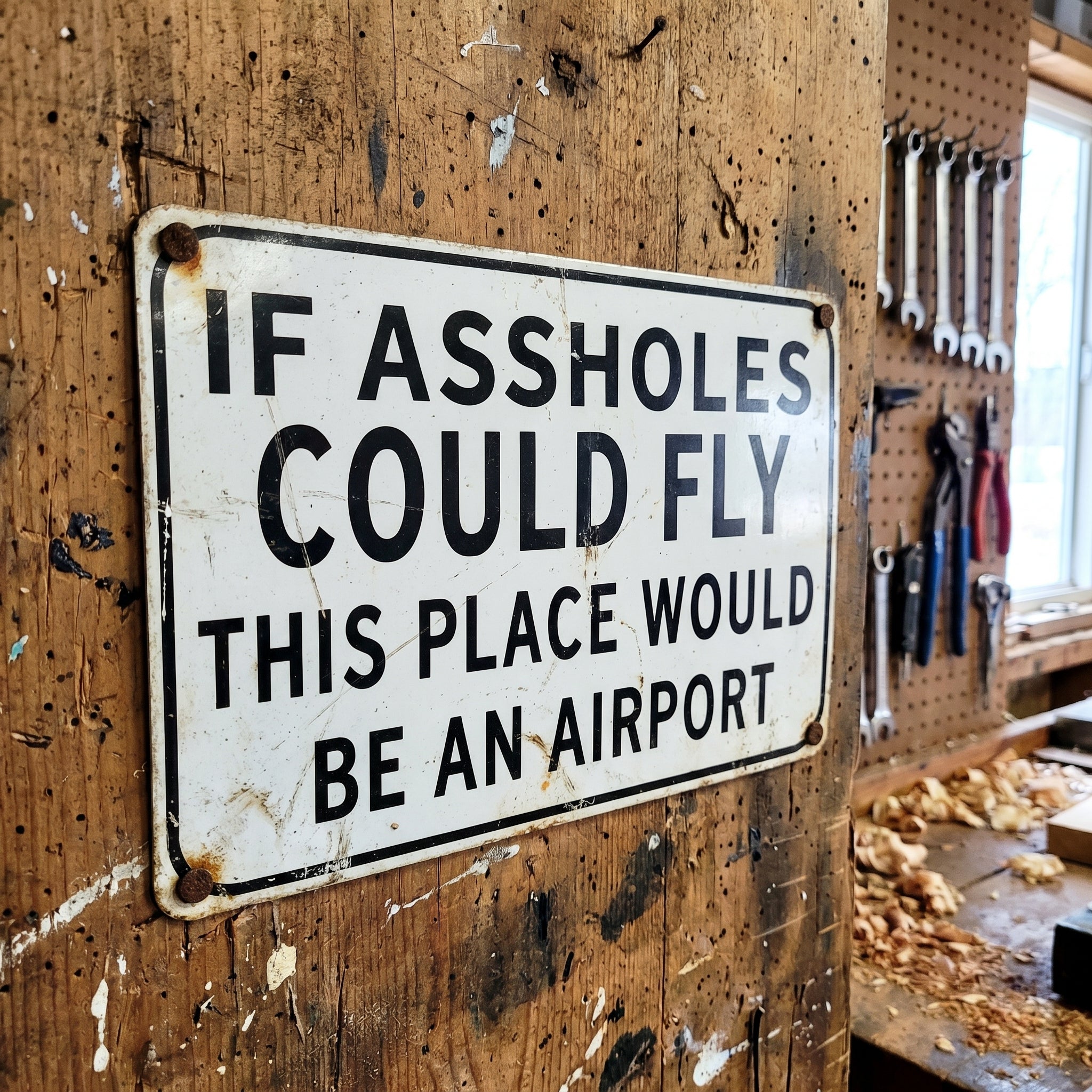 Funny "If Assholes Could Fly" Vintage Metal Sign – Hilarious Man Cave Wall Decor ✈️😂