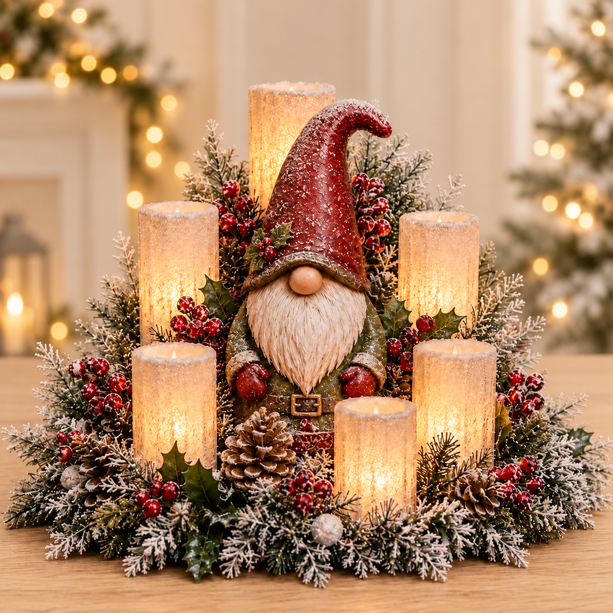 ✨🎁Christmas Lighted Centerpiece with Flameless Candle Glow