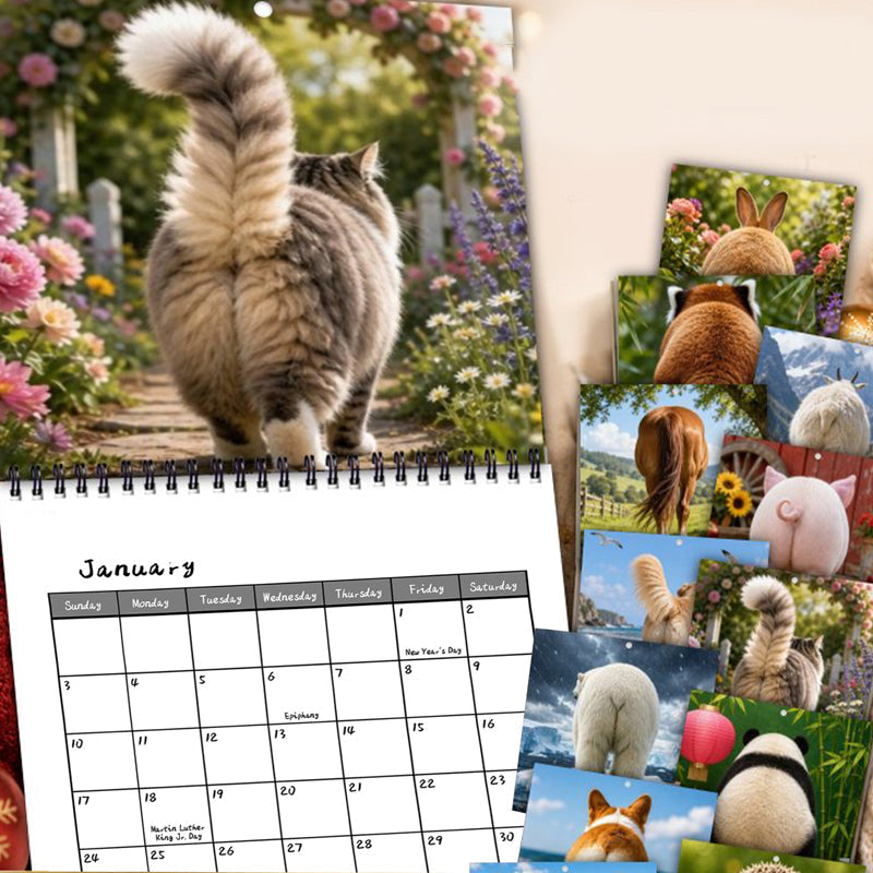 ⏰⏰【Last Day Buy 1 Get 1 Free】 🐾📅2027 Funny Animal Butt Wall Calendar – Humorous Decor, Lovely Gift Idea