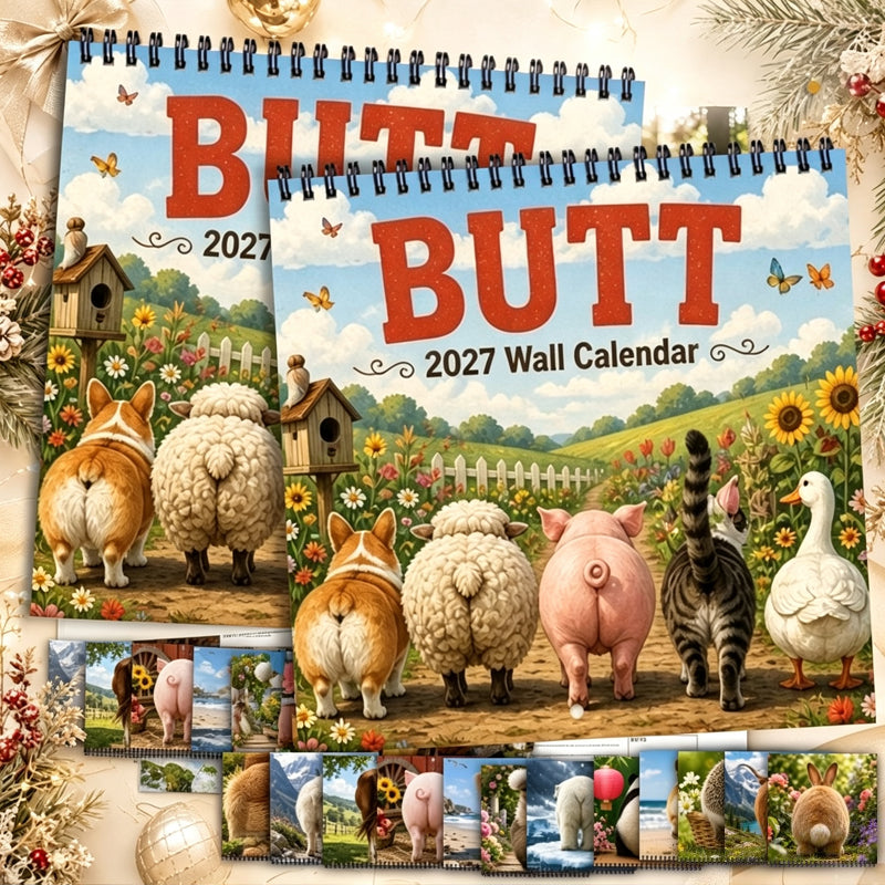 ⏰⏰【Last Day Buy 1 Get 1 Free】 🐾📅2027 Funny Animal Butt Wall Calendar – Humorous Decor, Lovely Gift Idea