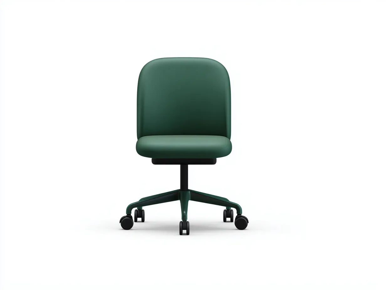 Silla De Oficina 58x60x82 cm - tapizado verde oscuro - con ruedas y base giratoria para oficina moderna-Vanaospace