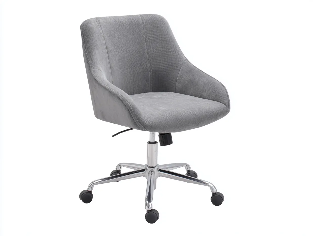 Silla De Oficina 62x61x87 cm - tejido gris y cromado - con respaldo alto y ruedas para trabajo diario-Vanaospace