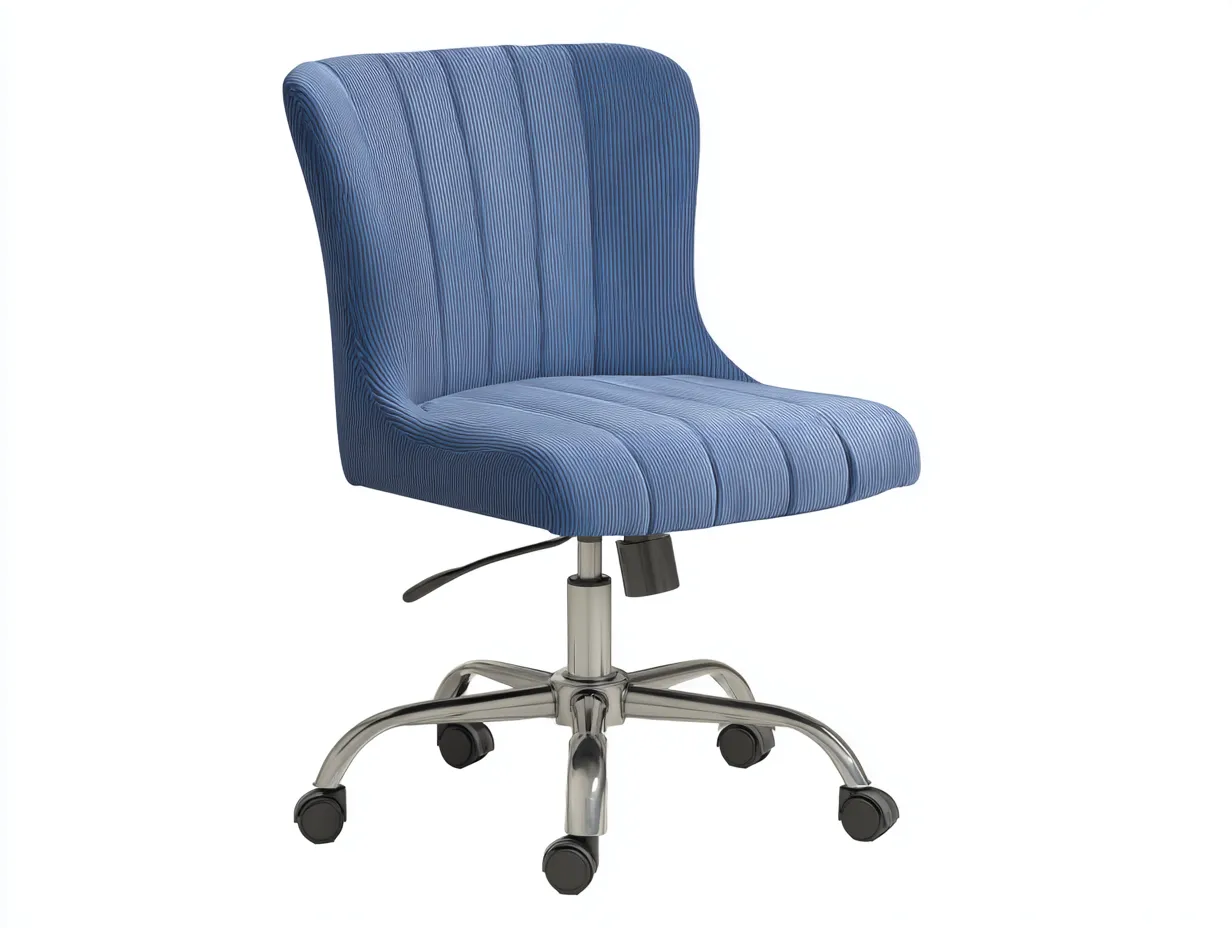 Silla De Oficina 58x60x84 cm - tejido azul y cromado - regulable con ruedas para oficina contemporánea-Vanaospace