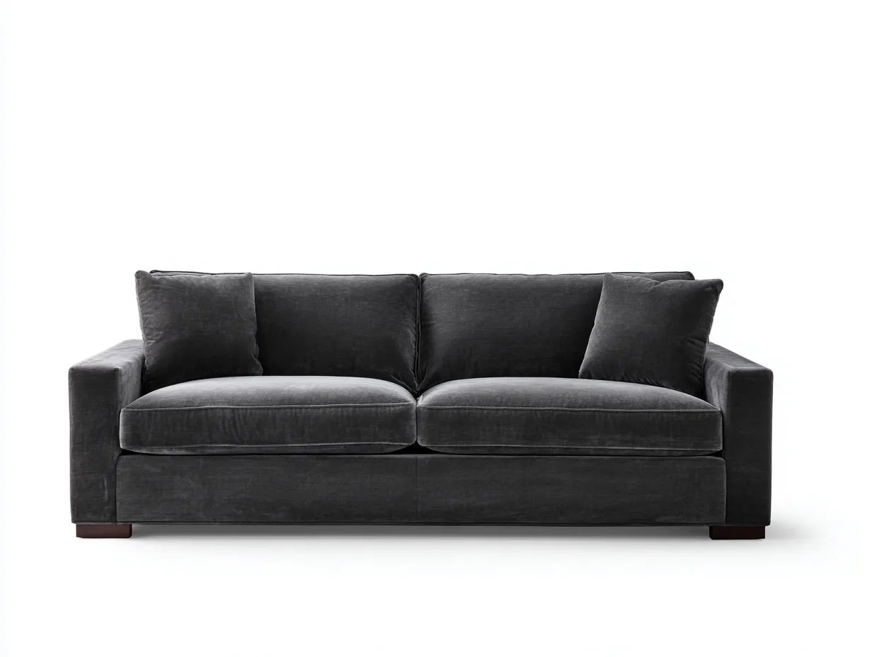Sofá De Dos Plazas 182x92x78 cm - terciopelo gris antracita - líneas rectas para salón moderno-Vanaospace