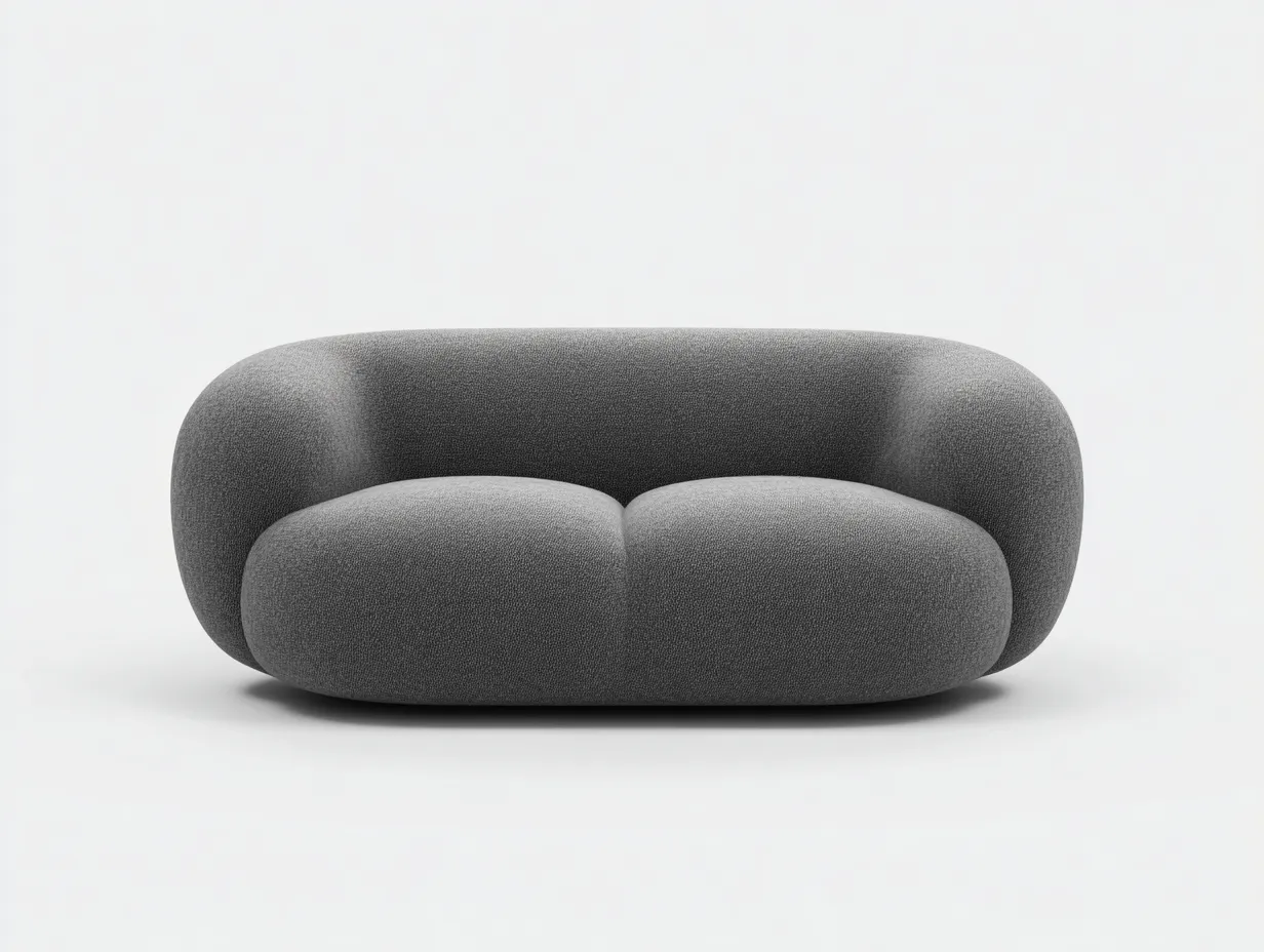 Sofá De Dos Plazas tapizado 190x98x72 cm - gris medio - diseño orgánico envolvente para salón-Vanaospace