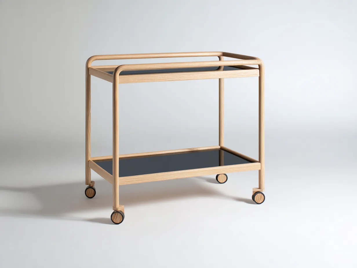 Carro De Cocina 66x40x79 cm - roble claro y transparente - carrito auxiliar con vidrio para cocina-Vanaospace