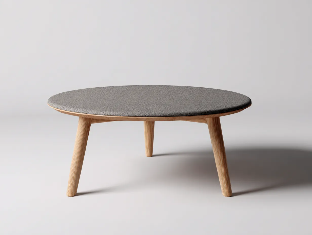 Mesa Auxiliar ovalada 112x74x36 cm - tablero gris medio texturizado - patas inclinadas de madera natural-Vanaospace