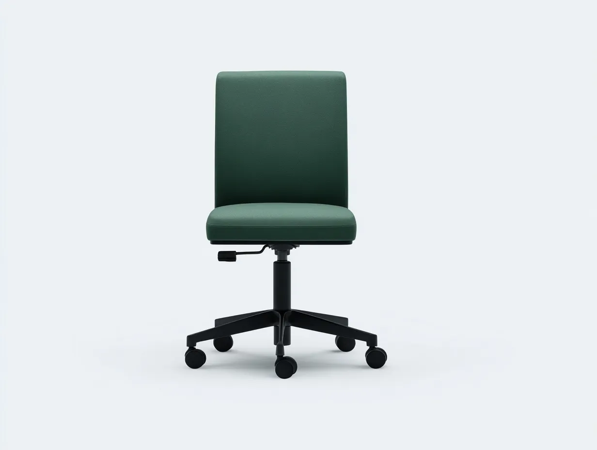 Silla De Oficina tapizada 58x58x82 cm - tela verde oscuro - base negra con ruedas para oficina-Vanaospace
