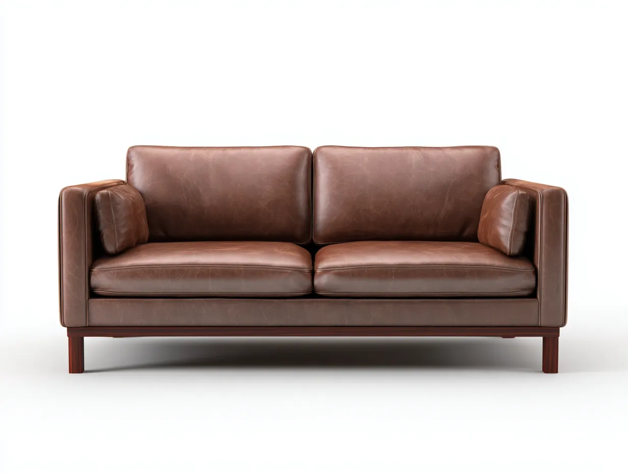 Sofá De Dos Plazas tapizado 186x91x79 cm - marrón topo y madera oscura - diseño lineal para salón-Vanaospace