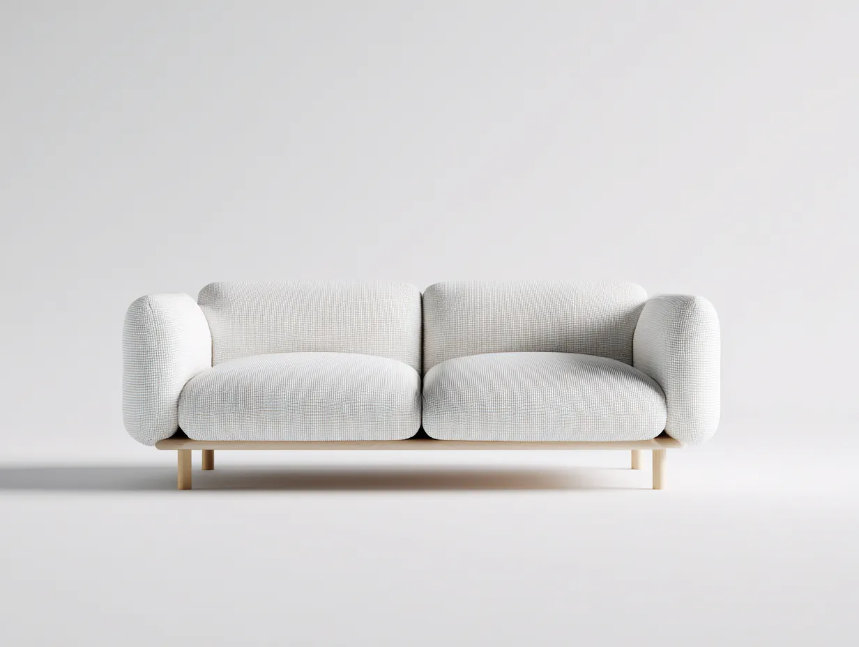Sofá De Dos Plazas tapizado 178x92x76 cm - blanco roto y madera clara - estilo nórdico para salón-Vanaospace