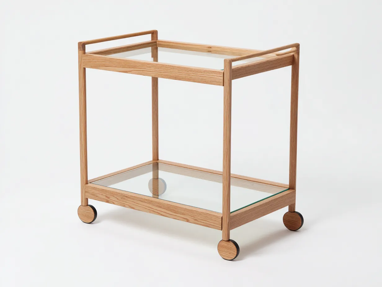 Carro De Cocina 60x40x78 cm - madera clara y negro - carrito auxiliar con ruedas para cocina moderna-Vanaospace