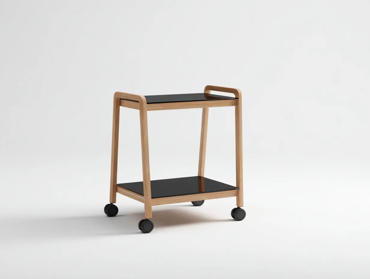 Carro De Cocina 68x42x78 cm - roble claro y transparente - con estantes de vidrio y ruedas para cocina-Vanaospace