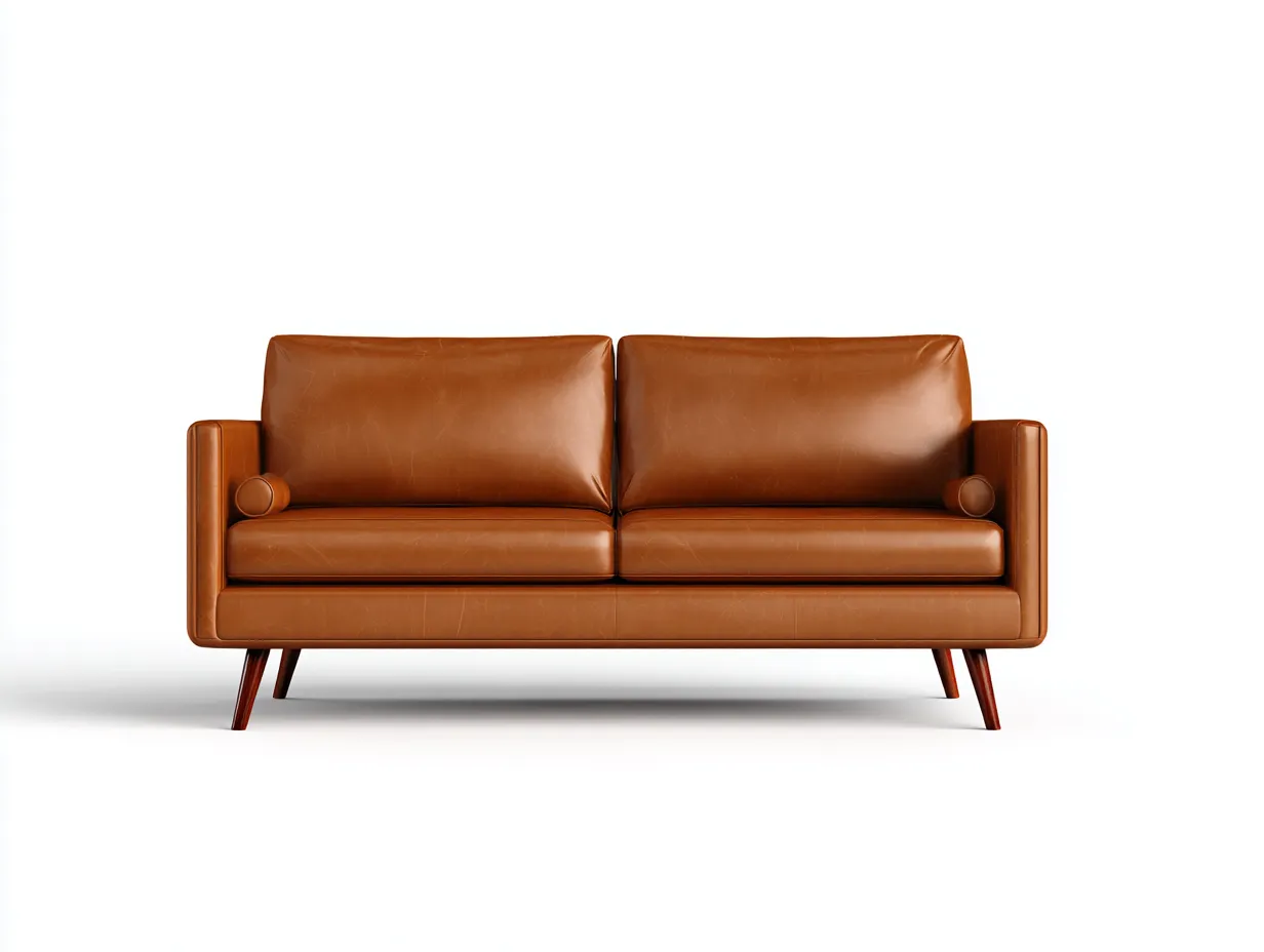 Sofá De Dos Plazas 176x86x80 cm - polipiel cuero coñac - diseño contemporáneo para salón-Vanaospace