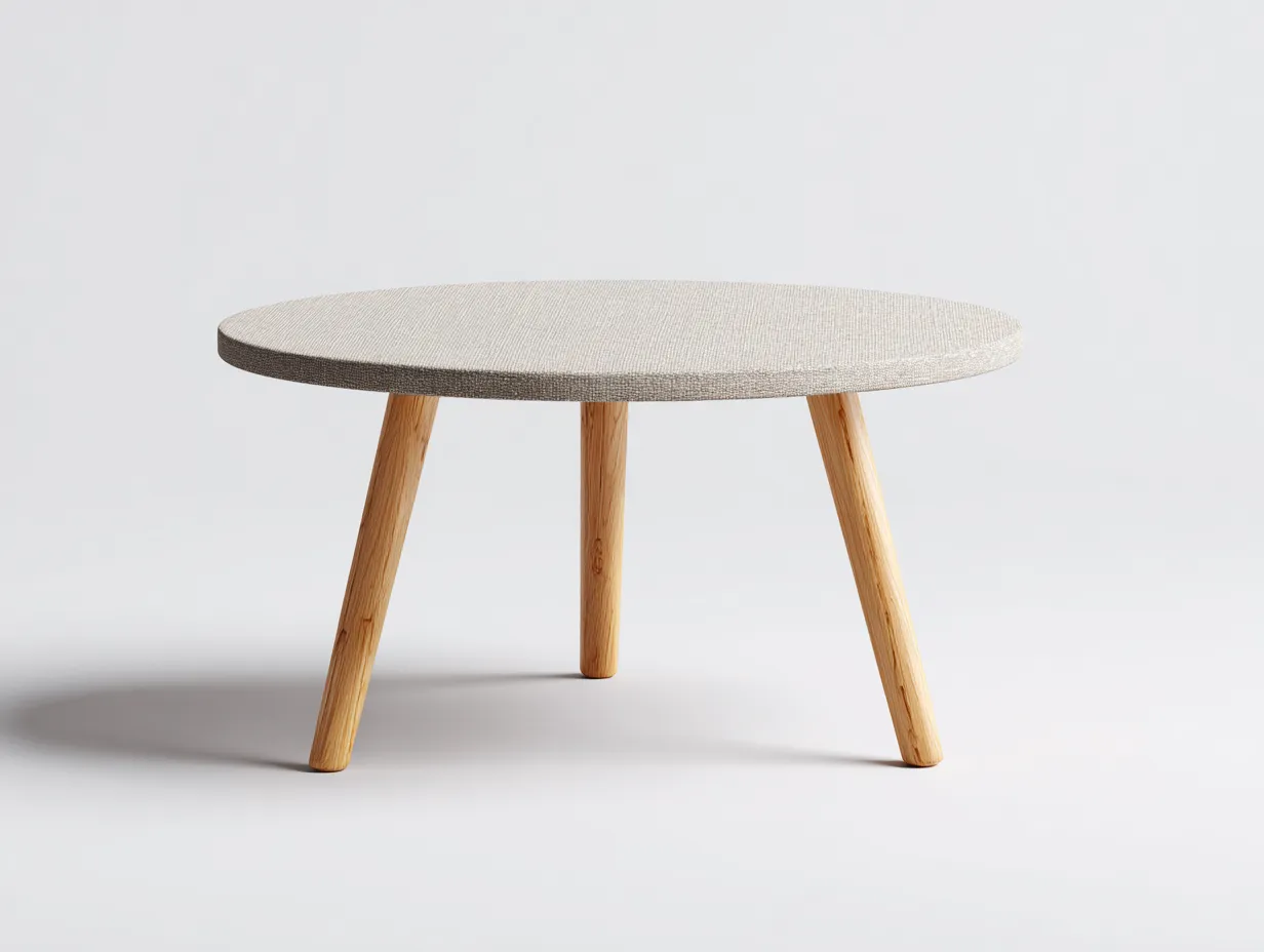 Mesa Auxiliar ovalada 92x82x35 cm - tablero gris claro - patas de madera natural diseño suave-Vanaospace