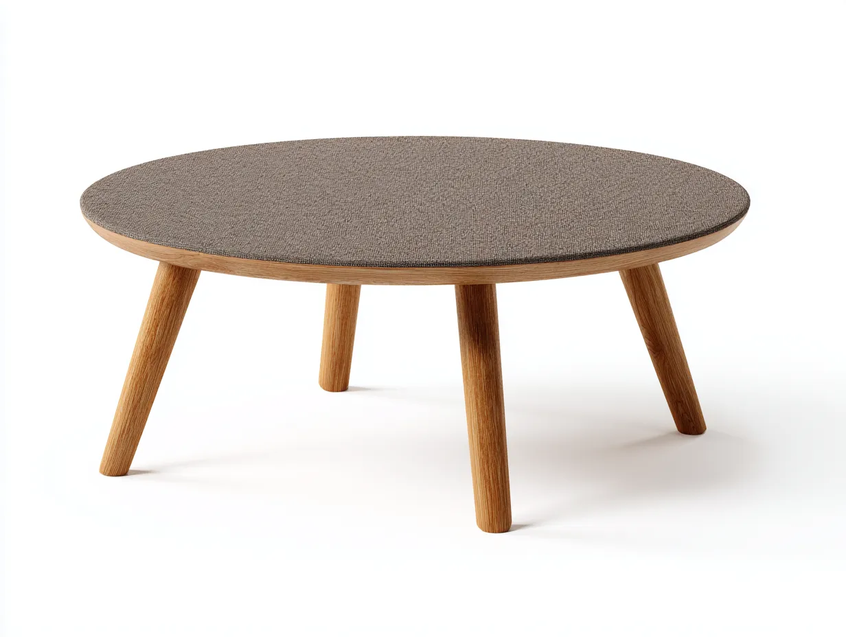 Mesa Auxiliar ovalada 110x72x35 cm - superficie gris oscuro efecto tejido - base de madera clara-Vanaospace