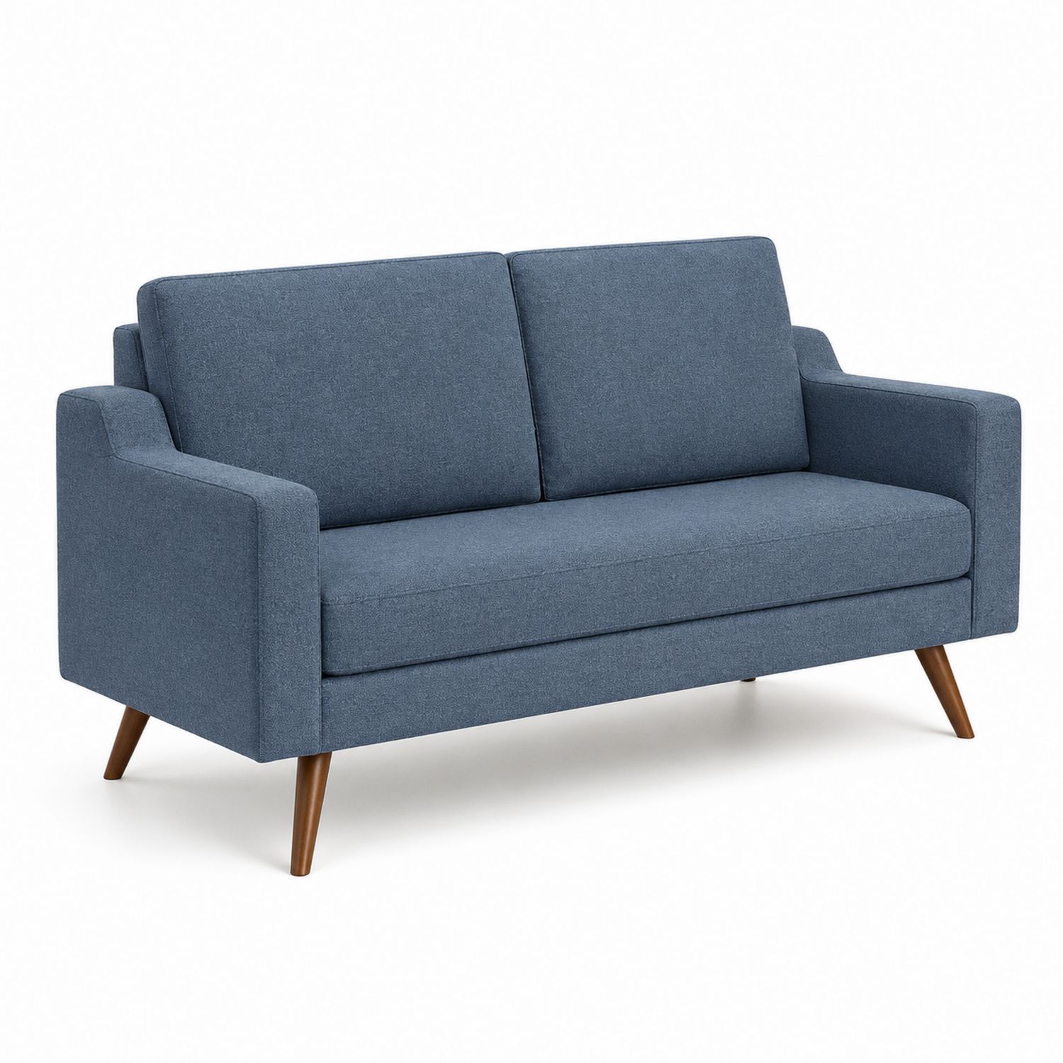 Sofa dwuosobowa prostokątna niebieska tkanina drewno