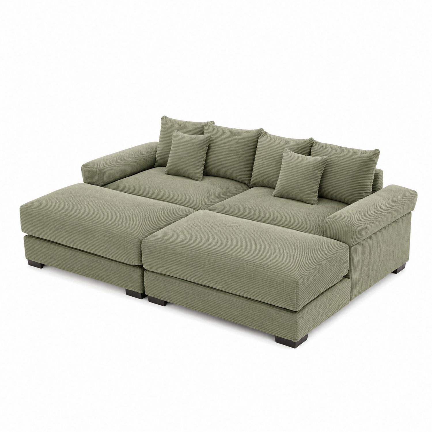 Sofa narożna modułowa z sztruksu oliwkowego