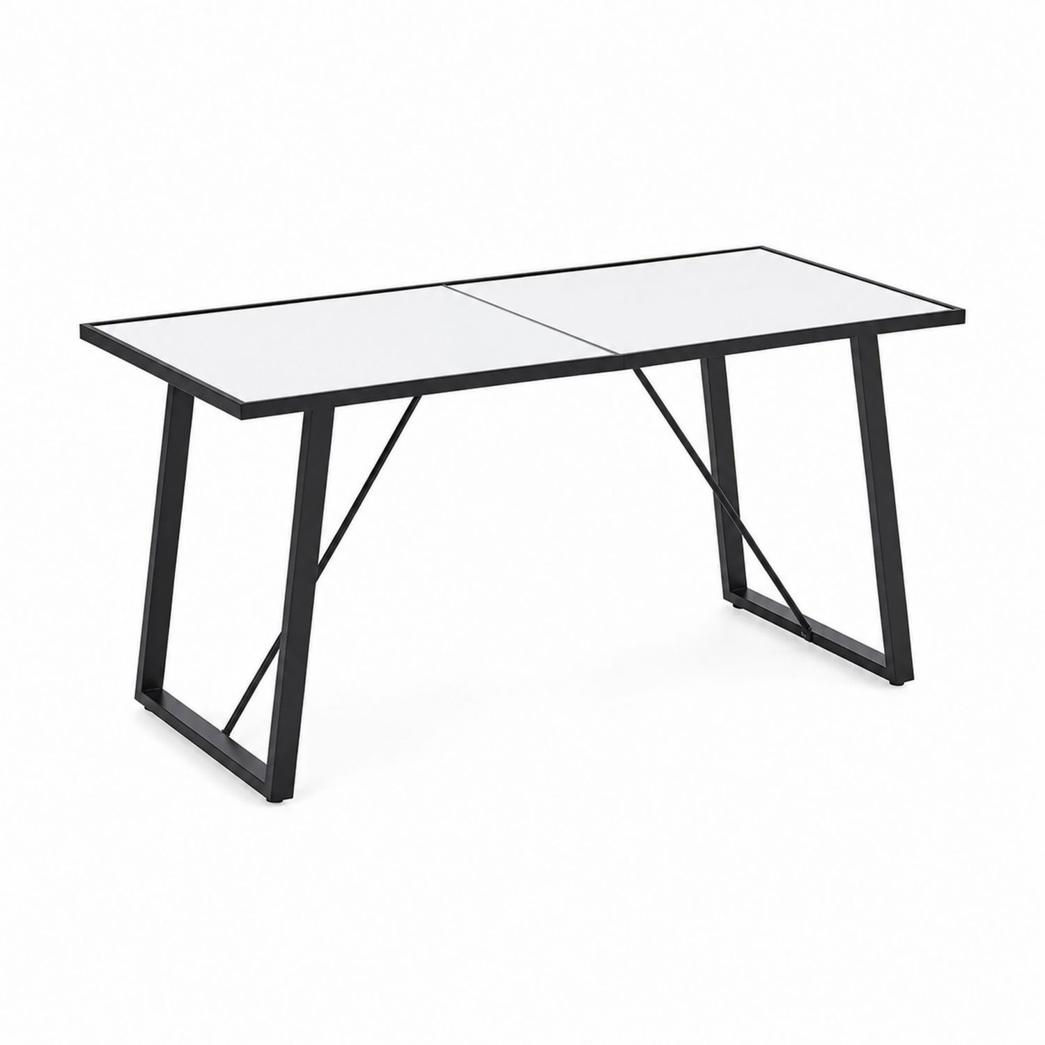 Stół jadalniany prostokątny 140x80 cm szkło hartowane metal czarny