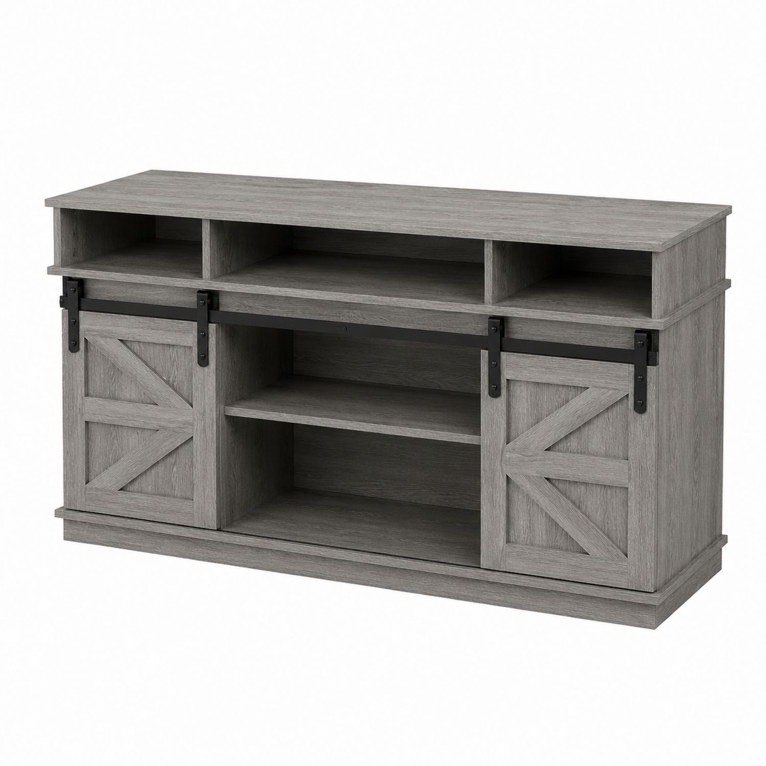Szafka RTV z drzwiami przesuwnymi Drewnopodobna Szary 150x40x80 cm