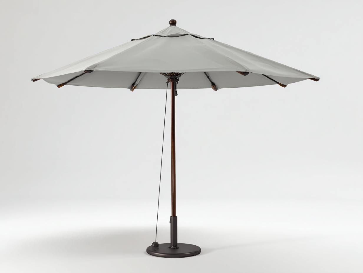 Sombrilla de jardín clásica - tela y madera 280x280x250 cm - color beige - diseño elegante con sistema de cuerda y base incluida-Rarihanest