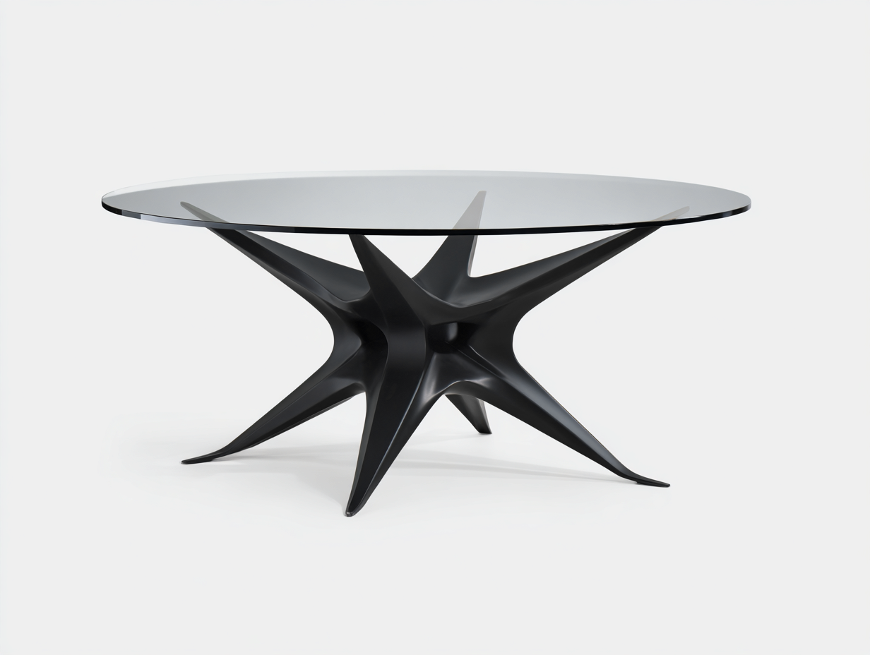 Mesa de comedor-redonda-vidrio y metal-140x140x75 cm-negro-sala de comedor y cocina-diseño moderno-Rarihanest
