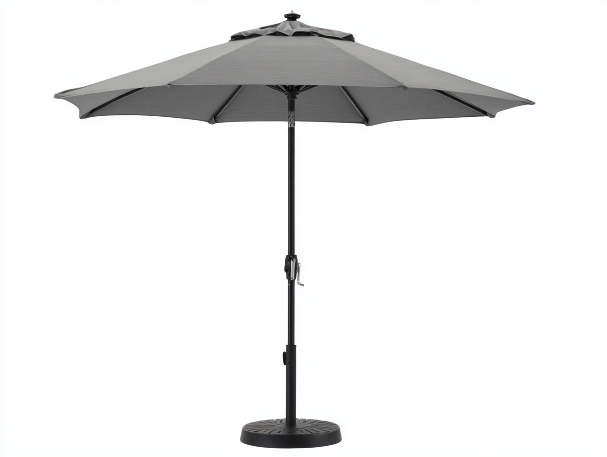 Sombrilla de jardín grande - tela y metal 250x250x245 cm - color gris - diseño exterior resistente con base incluida-Rarihanest