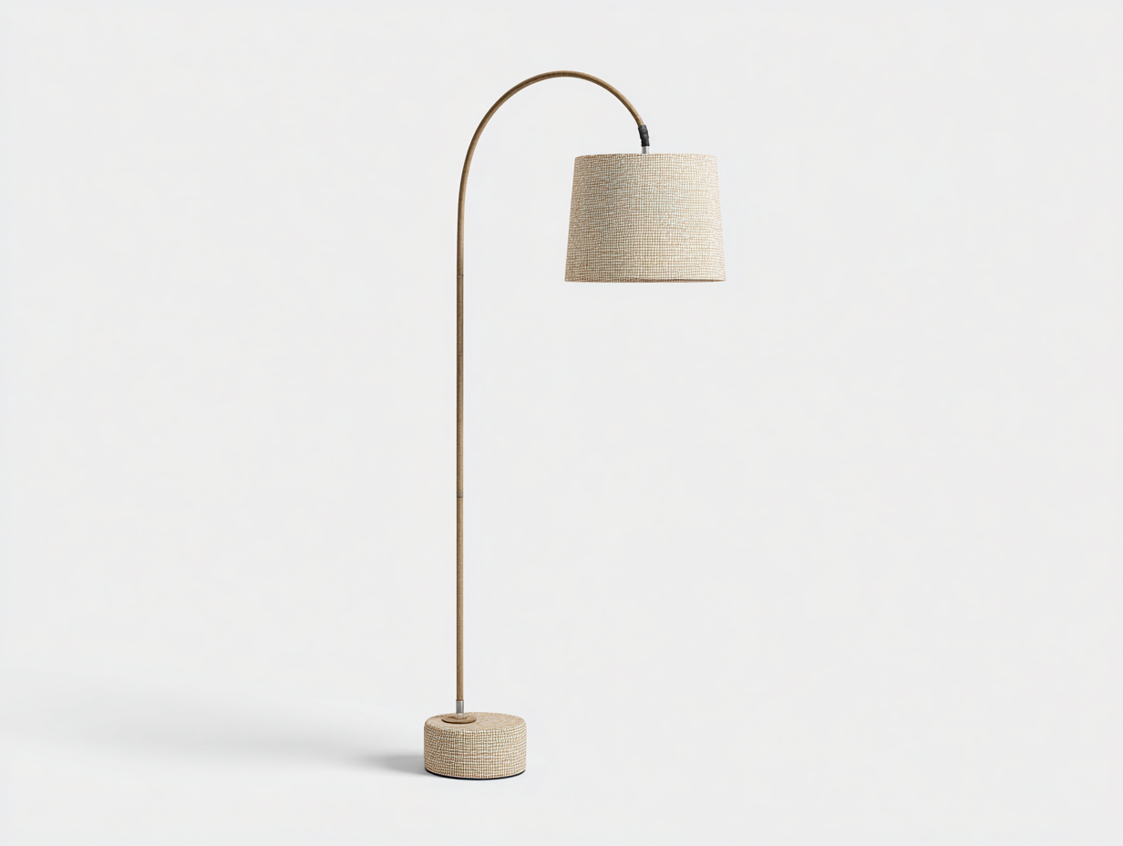 Lámpara de pie-metal y tela-38x28x155 cm-marrón / beige-sala de estar-diseño moderno-Rarihanest