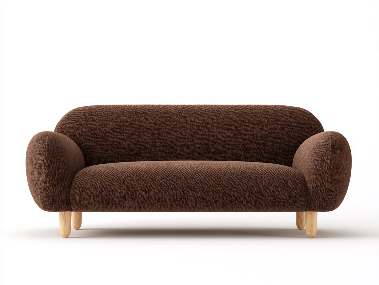 Sofá de 2 plazas - tela texturizada con patas de madera 182x84x76 cm - color marrón oscuro - diseño curvo contemporáneo para interior-Rarihanest