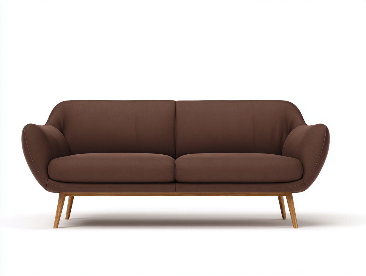 Sofá de 2 plazas - tela suave con patas de madera 180x84x78 cm - color marrón - diseño moderno curvo para interior-Rarihanest