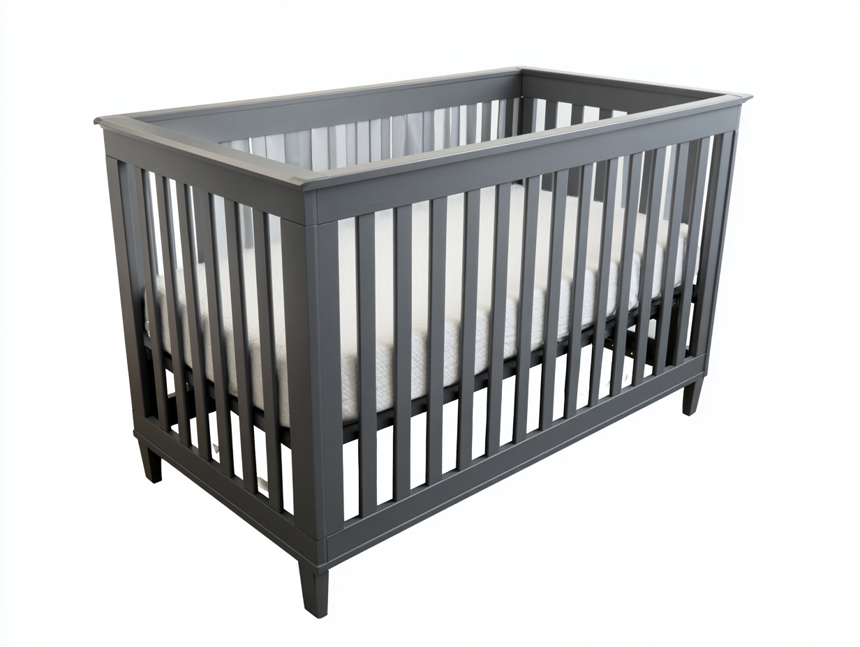 Cuna para bebé - madera resistente con base ajustable 120x60x88 cm - color gris - diseño moderno con barrotes de seguridad-Rarihanest