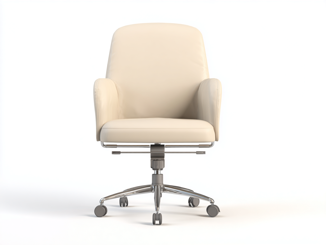 Silla de oficina-cuero sintético y metal-60x60x90 cm-beige-oficina-diseño moderno-Rarihanest
