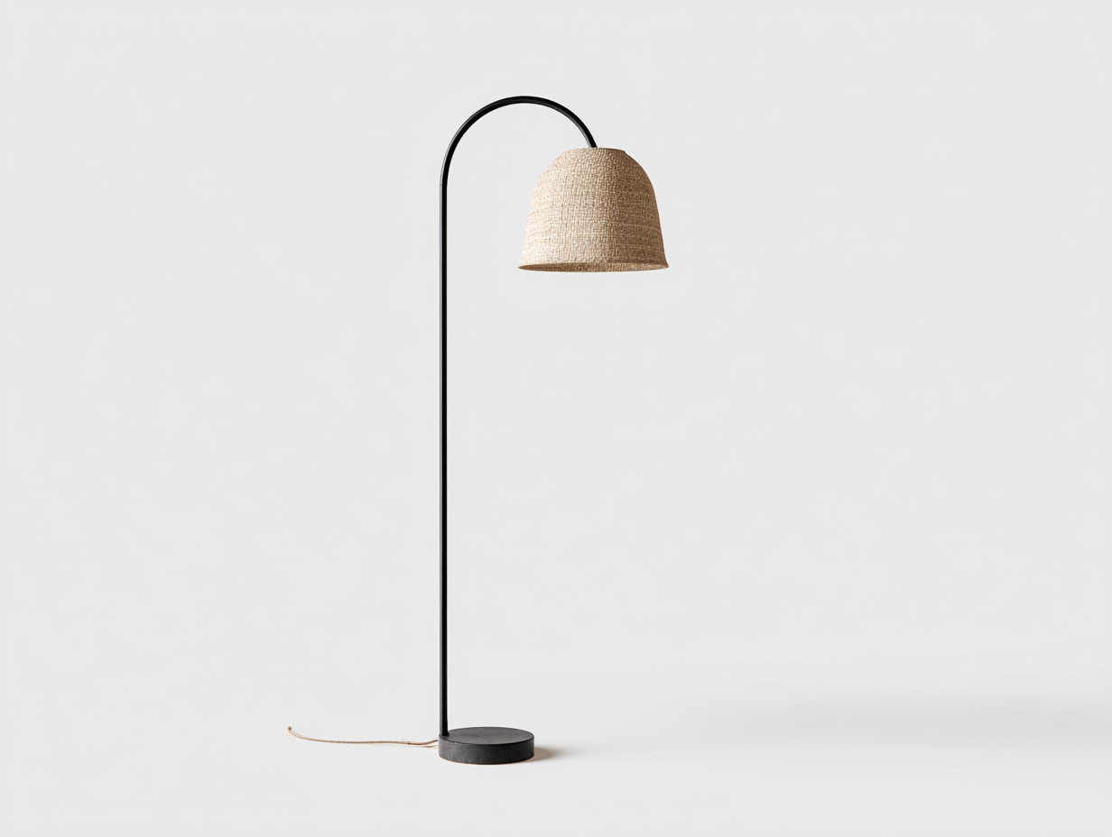 Lámpara de pie-metal y tela-35x25x150 cm-negro / beige-sala de estar-diseño moderno-Rarihanest