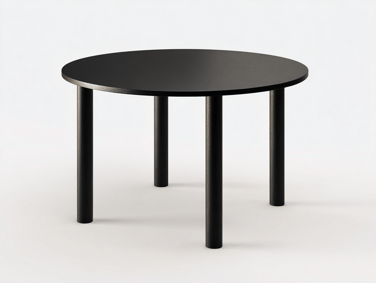 Mesa de comedor-redonda-madera-110x110x75 cm-negro-sala de comedor y cocina-diseño moderno-Rarihanest